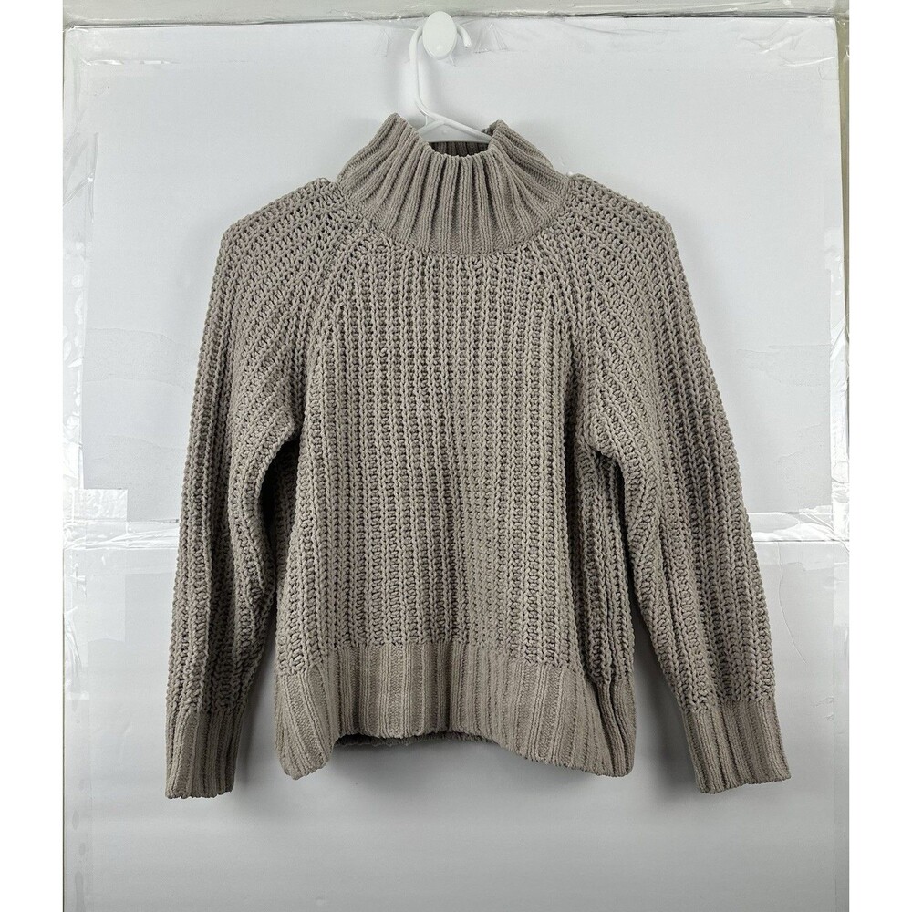 Generation K Women's Turtleneck Sweater Sz S Taupe Chunky Knit